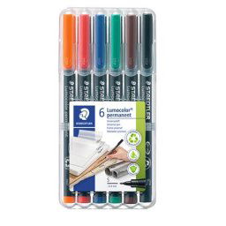 Alkoholos marker készlet, OHP, 0,4 mm, STAEDTLER "Lumocolor® 313 S", 6 különböző szín