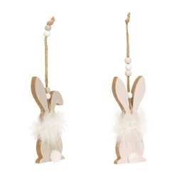 Lógatható fa nyuszi FLUFFY BUNNY 12 cm - több változat