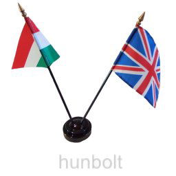 Nemzeti és Nagy-Britannia(Egyesült Királyság) zászlók asztali tartóval