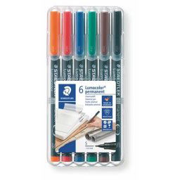 STAEDTLER Alkoholos marker készlet, OHP, 0,4 mm, STAEDTLER "Lumocolor(R) 313 S", 6 különböző szín