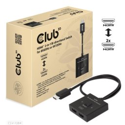 Club3D kapcsoló, HDMI-ről 2xHDMI-re fordítható 2in1, 8K60Hz, 4K120Hz
