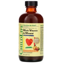 Childlife Multivitamin és ásványi anyag természetes narancs-mangó íz, 237 ml