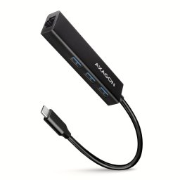 Halokartya 10/100/1000 + USB HUB USB3.0 USB-C femhazas/fekete AXAGON SuperSpeed HMC-GL3A
