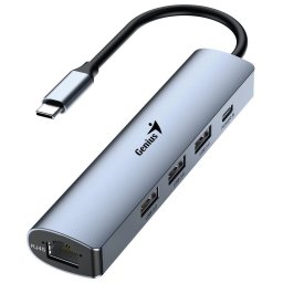 Halokartya 10/100/1000 + USB HUB USB3.0 USB-C Iron Grey Genius UH-545