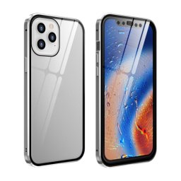 Mágneses borítás 360° Apple iPhone 12 Pro Max ezüst