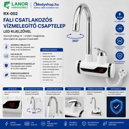RX-002 Fali csatlakozós vízmelegítő csaptelep LED kijelzővel