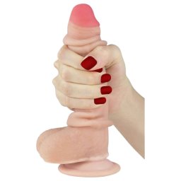 Lovetoy Sliding-Skin - kétrétegű dildó - 18 cm (natúr)