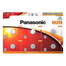 PANASONIC gombelem (LR44EL/6BP, 1.5V, alkáli) 6db/csomag