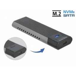Delock külső kombinált USB Type-C tok M.2 NVMe PCIe vagy SATA SSD-hez – szerszámmentes