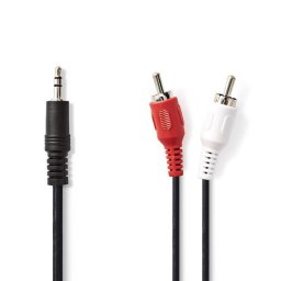 Nedis CAGB22200BK15 - Sztereó audiokábel | 3,5 mm-es dugó - 2x RCA dugó | 1,5 m | Fekete
