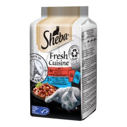 Sheba Fresh Cuisine Taste of Paris nedves macskaeledel - marha, fehérhúsú hal 6 x 50 g