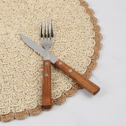 4 darabos Boho Chic Szett Fonott Vszon Kerek Tnyraltt