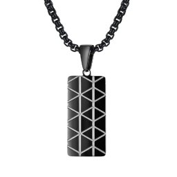 Téglalap nemesacél medál nyakláncon, geometrikus mintával