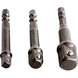 EXTOL CRAFT dugókulcs adapter készlet 3db-os; 1/4 - 3/8 - 1/2, befogás: 1/4 hatszög