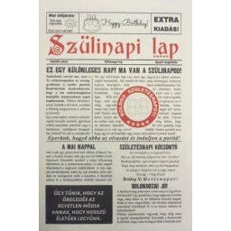 Újság Szülinapi lap számozható 8 oldal 16x23cm 04309 - Tréfás Szülinapi újság