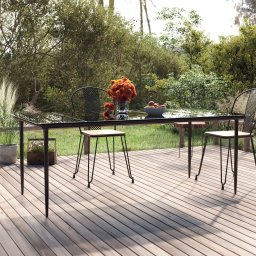vidaXL fekete acél és edzett üveg kerti étkezőasztal 200 x 100 x 74 cm