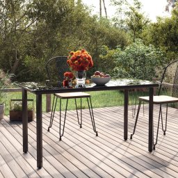 vidaXL fekete acél és edzett üveg kerti étkezőasztal 200 x 100 x 74 cm