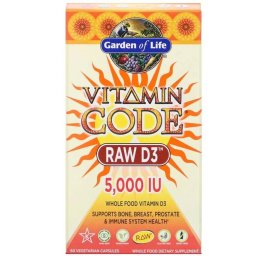 Garden of Life, Vitamin Code, RAW D3, 125 mcg (5,000 IU), 60 db