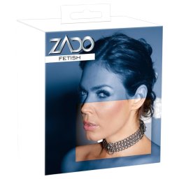 ZADO - láncos bőr nyakörv bondage játékhoz (ezüst)