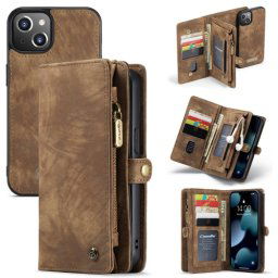 WALLET Védőtok pénztárcával 2 az 1-ben Apple iPhone 13 mini barna telefonhoz