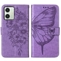 ART BUTTERFLY pénztárca tok Motorola Moto G54 5G / G54 5G Power Edition lila telefonhoz