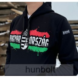 Harcos Magyarország kapucnis belebújós fekete pulóver