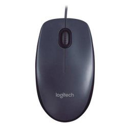 LOGITECH Egér, vezetékes, optikai, normál méret, USB, LOGITECH "M90", sötétszürke