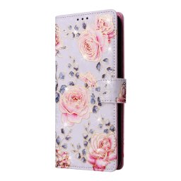 VIRÁGOS Pénztárca tok Samsung Galaxy S24 FE 5G PURPLE ROS-hez