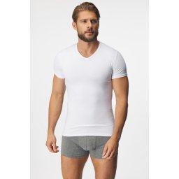 V neck férfi póló, fehér fehér L