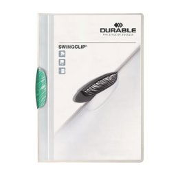DURABLE Gyorsfűző, klipes, A4, DURABLE "Swingclip(R) 30", sötétzöld
