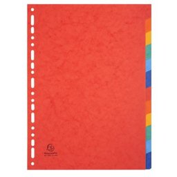 EXACOMPTA Regiszter, karton, A4, 12 részes, EXACOMPTA, színes