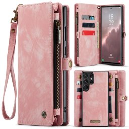 WALLET Védőtakaró pénztárcával 2 az 1-ben Samsung Galaxy S24 Ultra 5G rózsaszín