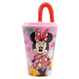 Minnie egér Szívószálas pohár, műanyag 430 ml BPA Mentes