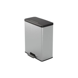 Szemetes kuka pedálos fémhatású műanyag 65 liter literes fekete/ezüst Deco Bin_Curver