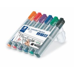 STAEDTLER Flipchart marker készlet, 2-5 mm, vágott, STAEDTLER "Lumocolor 356 B", 6 különböző szín