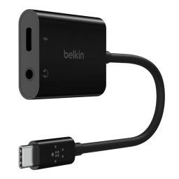 Belkin USB-C adapter/hüvely 1x USB-C M/ 1x USB-C F teljesítmény 60W 1x 3,5 mm-es jack csatlakozó, fekete
