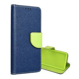 Tok álló, bőr hatású (FLIP, oldalra nyíló, asztali tartó, kártyazseb, textil hatás) KÉK/ZÖLD Xiaomi Redmi Note 14 Pro 5G