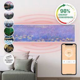 Klarstein Wonderwall Air Art Smart, infravörös hősugárzó, 120 x 30 cm, 350 W, alkalmazás, tavirózsák (HTR10-WdwlS350wWtrLy)
