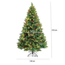 LED-es műfenyő melegfehér-320 LED-es, 210 cm