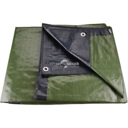 EXTOL PREMIUM takaróponyva, vízálló, de nem UV álló; 200g/nm, 4×6m névleges méret, valós méret: 3,85×5,85 m, PE, lefűző lyukakka