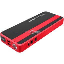 EXTOL PREMIUM autós indító, benzin- és dízelmotorokhoz., beépített 18000 mAh Li-polimer akkuval + power bank 5V és 19V, bikázó