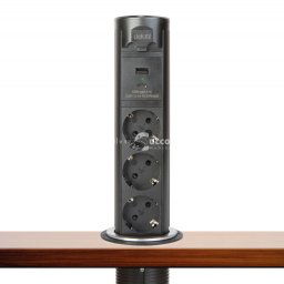 Delight Motoros rejtett elosztó - 'Touchcontrol' - 3-as + USB + Type-C - fekete
