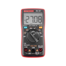 EXTOL PREMIUM digitális multiméter; Amper/Volt/Ohm mérő, True RMS, hangjelző funkcióval, CE, 2 db 1,5V AA elem