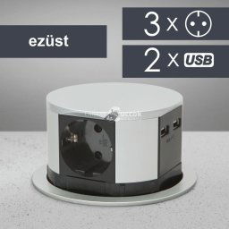 Rejtett elosztó 3-as dugasszal és 2 USB dugasszal