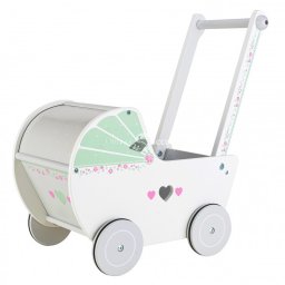 Fa babakocsi járóka ECOTOYS - babakocsi, járóka, fa játék, minőségi, környezetbarát, gyermek játék, kreatív
