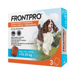FRONTPRO® rágótabletta kutyáknak bolhák és kullancsok ellen 10–25 kg, M-es 3 tabletta