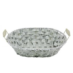 Kenyeres fonott kosár füles ovál szürke 33x12cm 70-62 - Fonott áruk