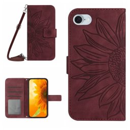 ART SUNFLOWER Pénztárca tok húzózsinórral Apple-hoz iPhone 16e bordó
