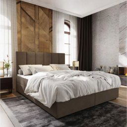 Kárpitozott boxspring ágy MERALIS 180x200 cm barna Matrac: Bonell rugós matrac