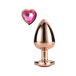 Gleaming Love - alumínium anál plug szív alakú kővel (rózsaarany)